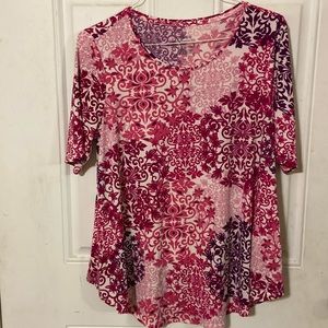 Chico’s the ultimate tee, pink print, size